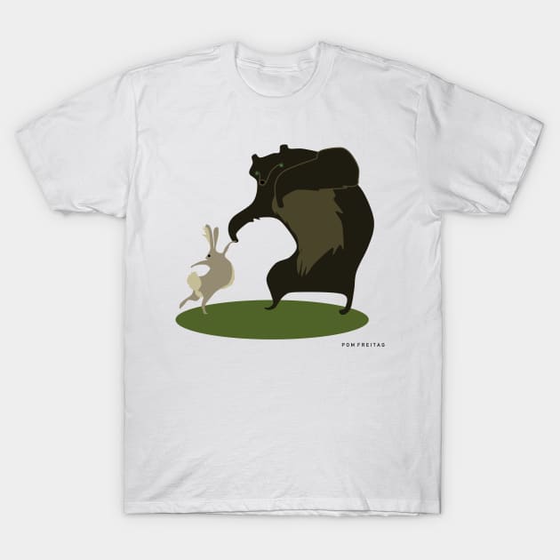 Bear twirls bunny : T-Shirt by Annie Pom Freitag